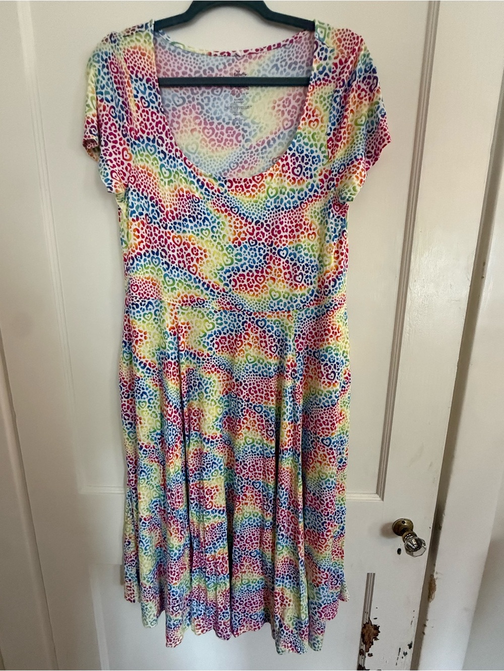 Posh Peanut Rainbow Leopard Lisa Frank Midi dress